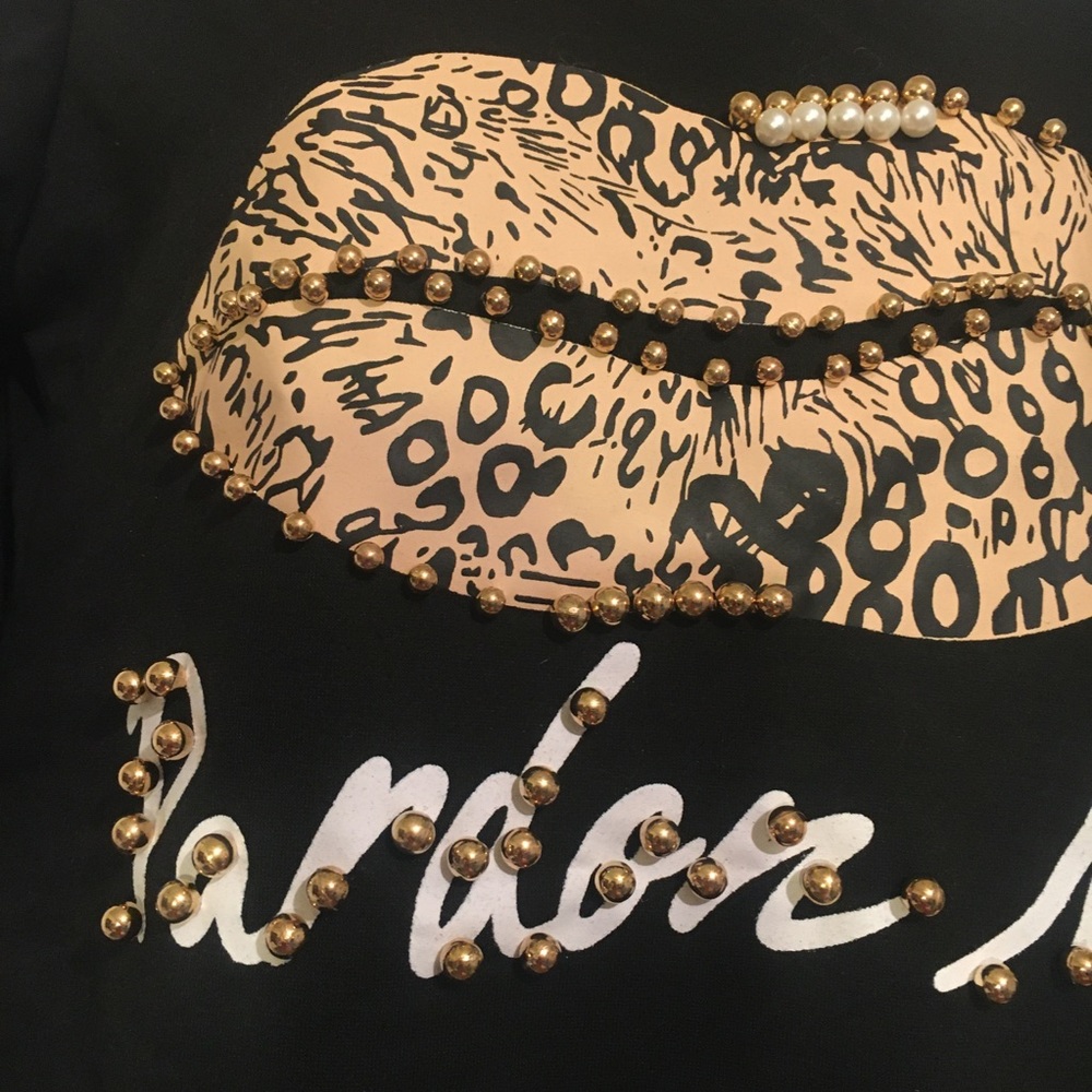 Leopard Lips Pardon Moi Black Pullover - Picture 6 of 8